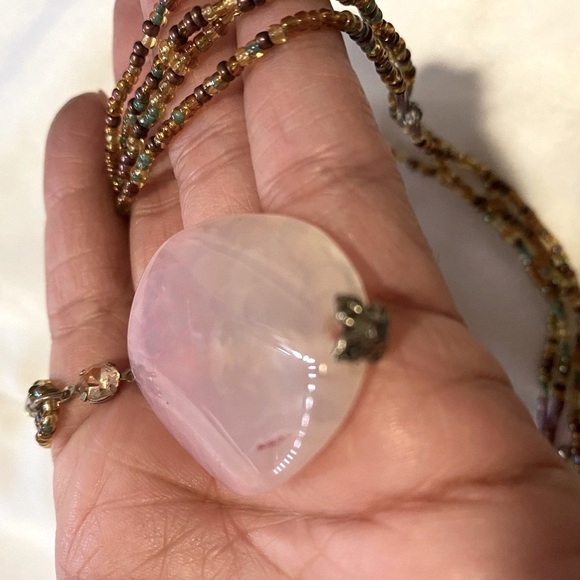 Handmade Pink Beaded Long Necklace 16” - Picture 6 of 8